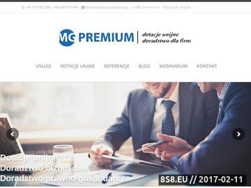 Zrzut strony MG Premium - pozyskiwanie dotacji unijnych dla firm