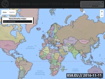 Zrzut strony Obiekty geograficzne na mapie świata