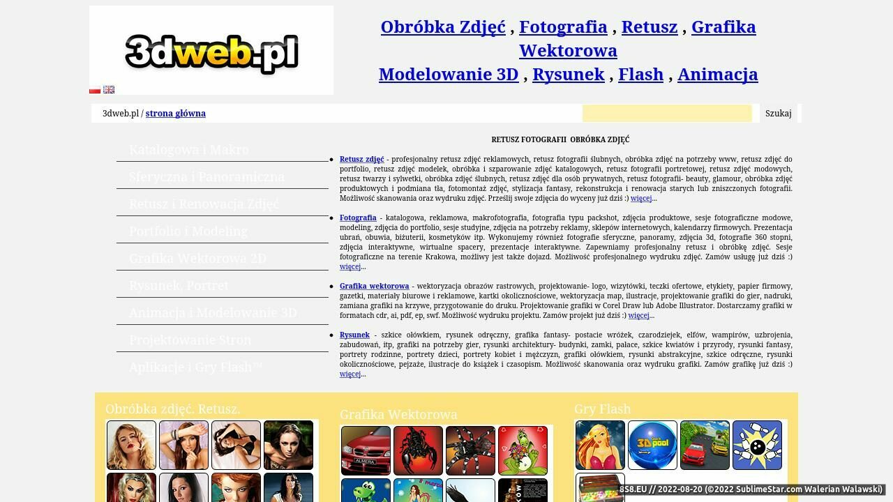 Zrzut ekranu 3dweb.pl - grafika, animacja, fotografia, strony www