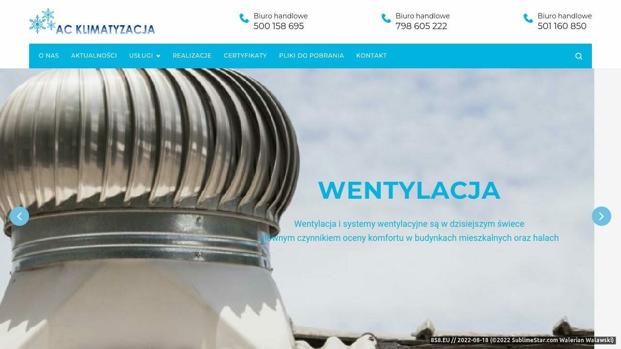 Usługi klimatyzacji wentylacji i chłodnictwa - AC Klimatyzacja (strona www.acklimatyzacja.pl - Acklimatyzacja.pl)