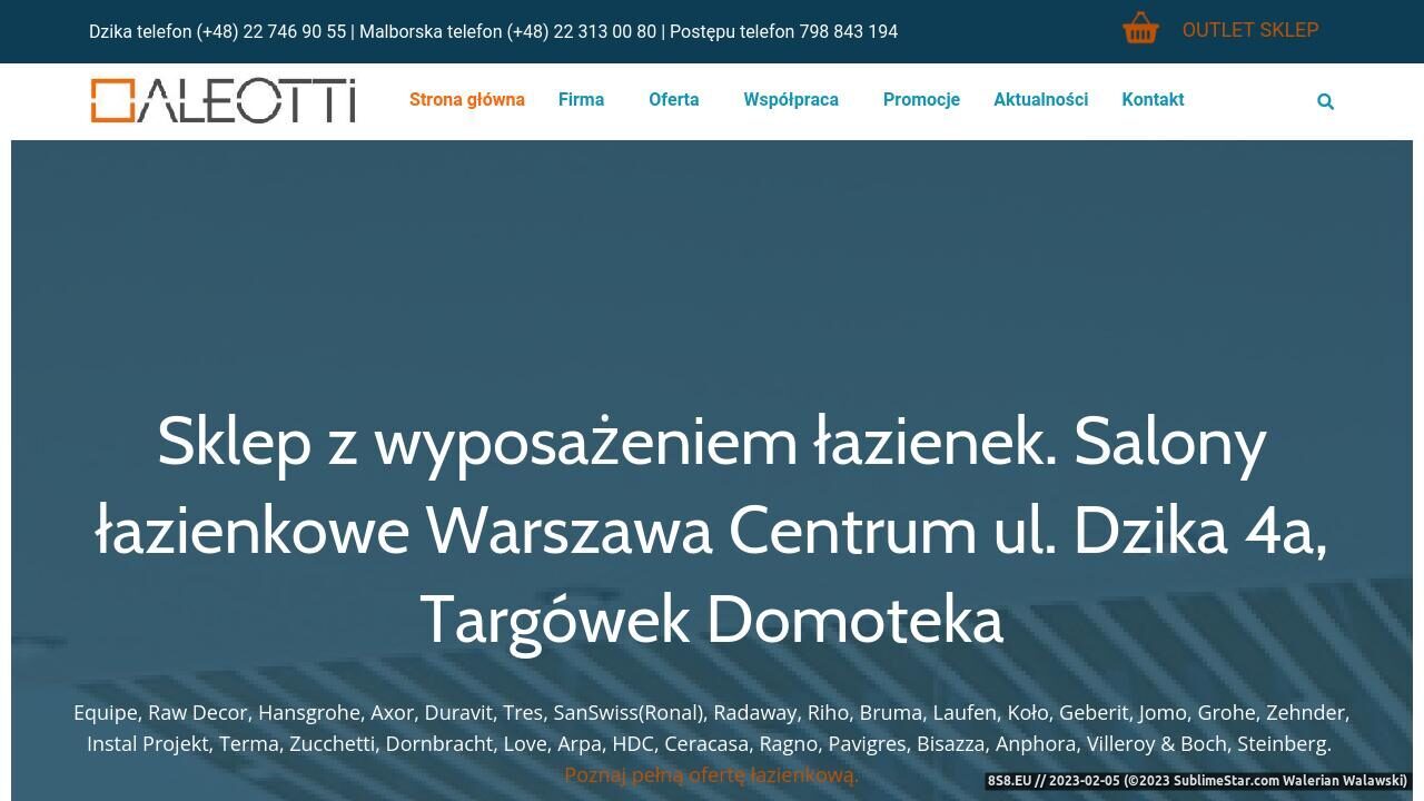 Wyposażenie łazienek Warszawa (strona aleotti.pl - Aleotti Salon Łazienkowy)