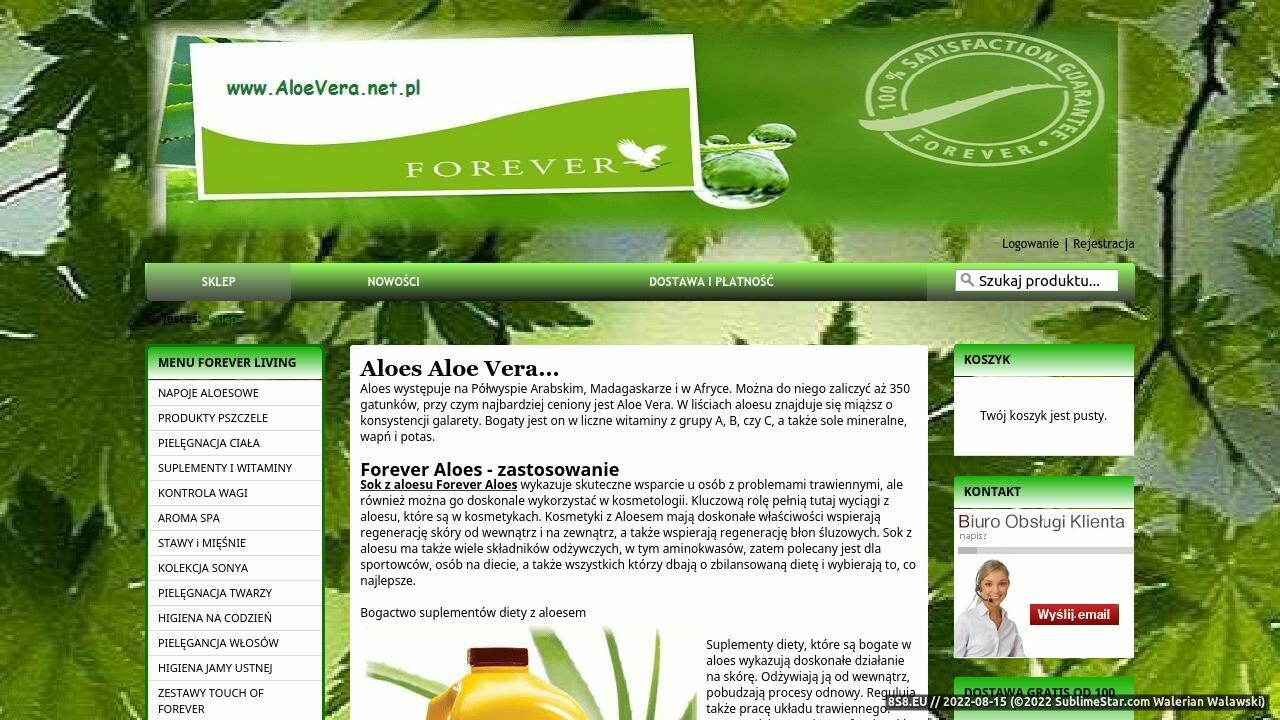 Zrzut ekranu Aloes Forever, aloes