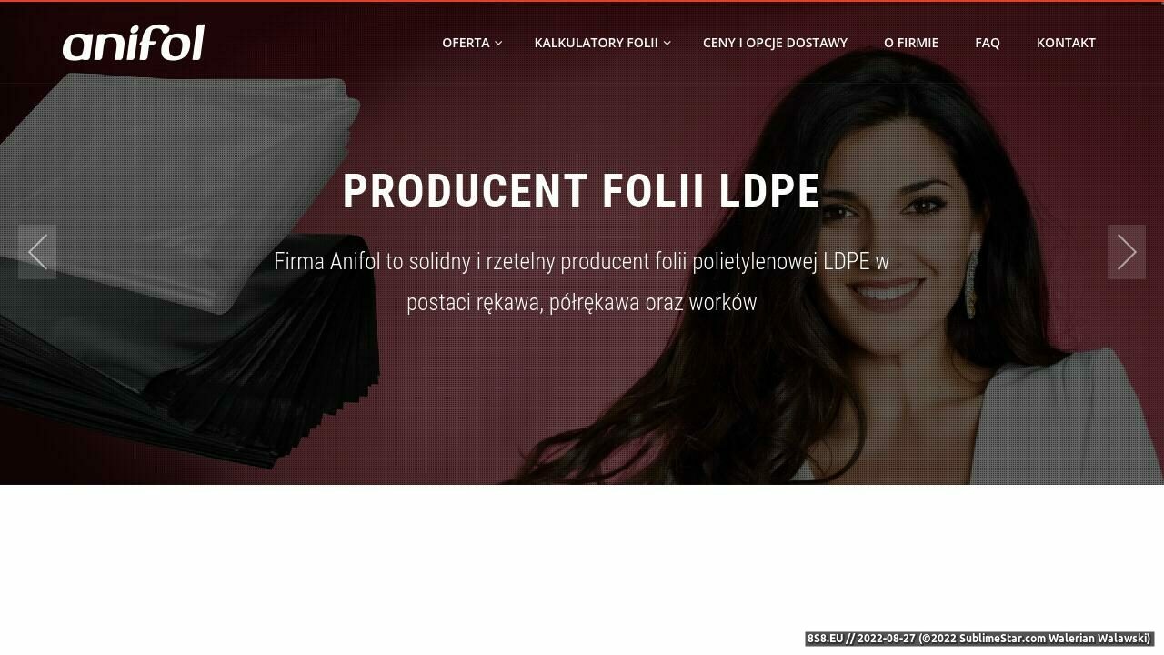 Zrzut ekranu Anifol - producent folii ldpe