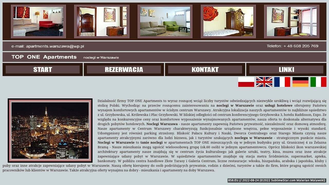 Zrzut ekranu Noclegi w Warszawie Centrum