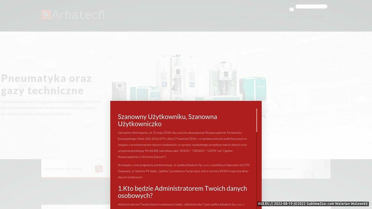 Kompresory przemysłowe, generatory tlenu i azotu (strona www.arbatech.pl - Arbatech Sp. z o.o.)