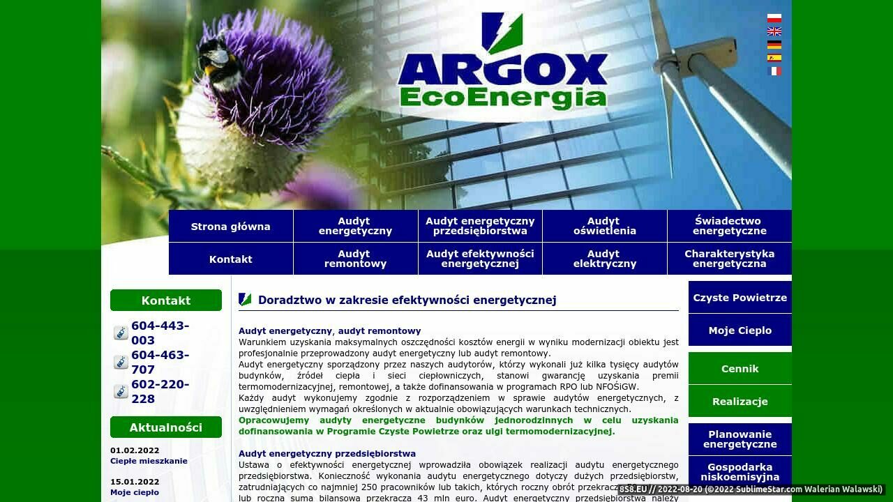 Argox Eco Energia (strona www.argoxee.com.pl - Argoxee.com.pl)