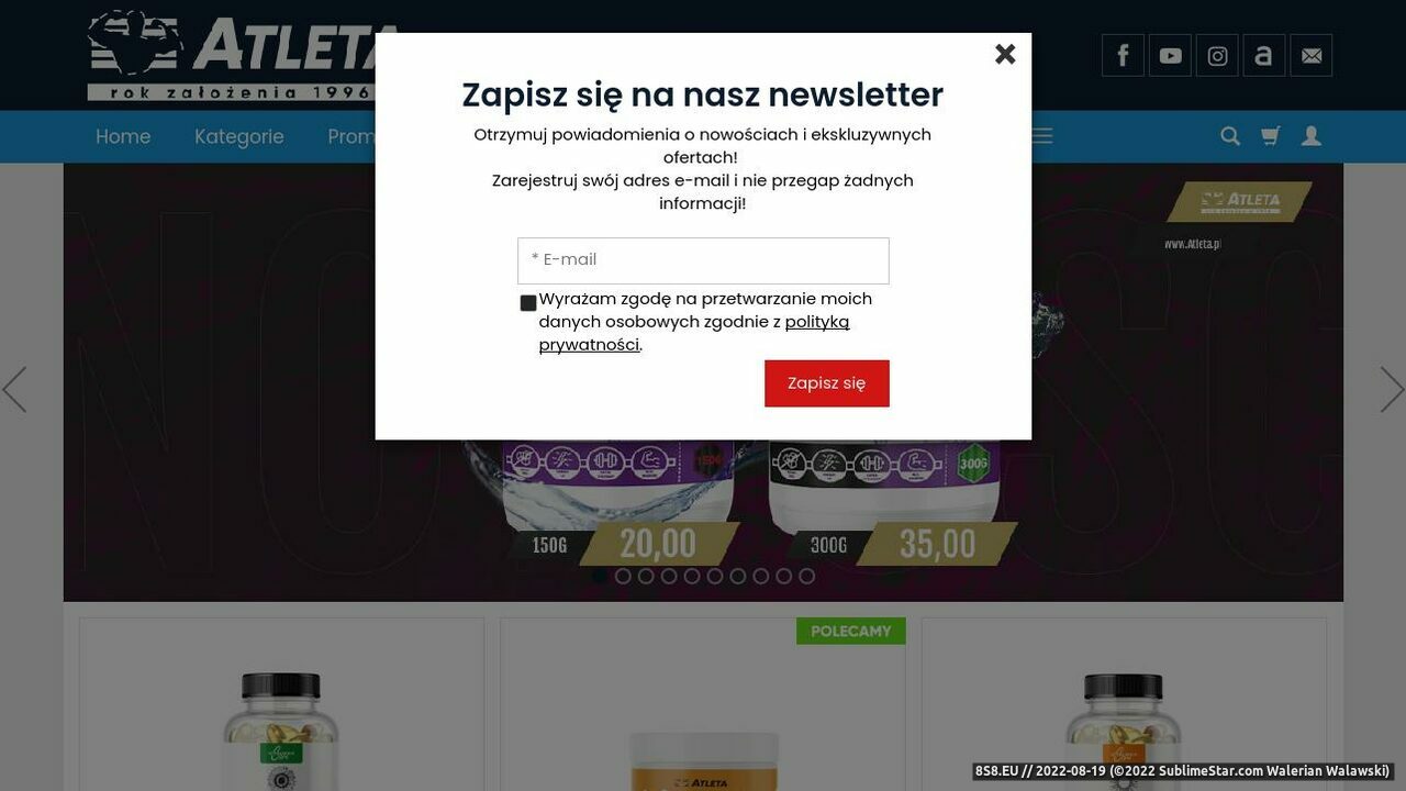 Atleta.pl sklep internetowy - odżywki dla sportów (strona www.atleta.pl - Atleta.pl)