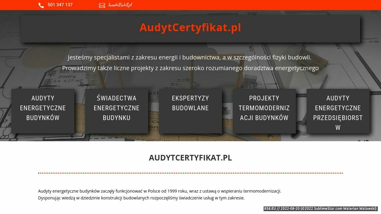 Zrzut ekranu Audyt energetyczny Warszawa