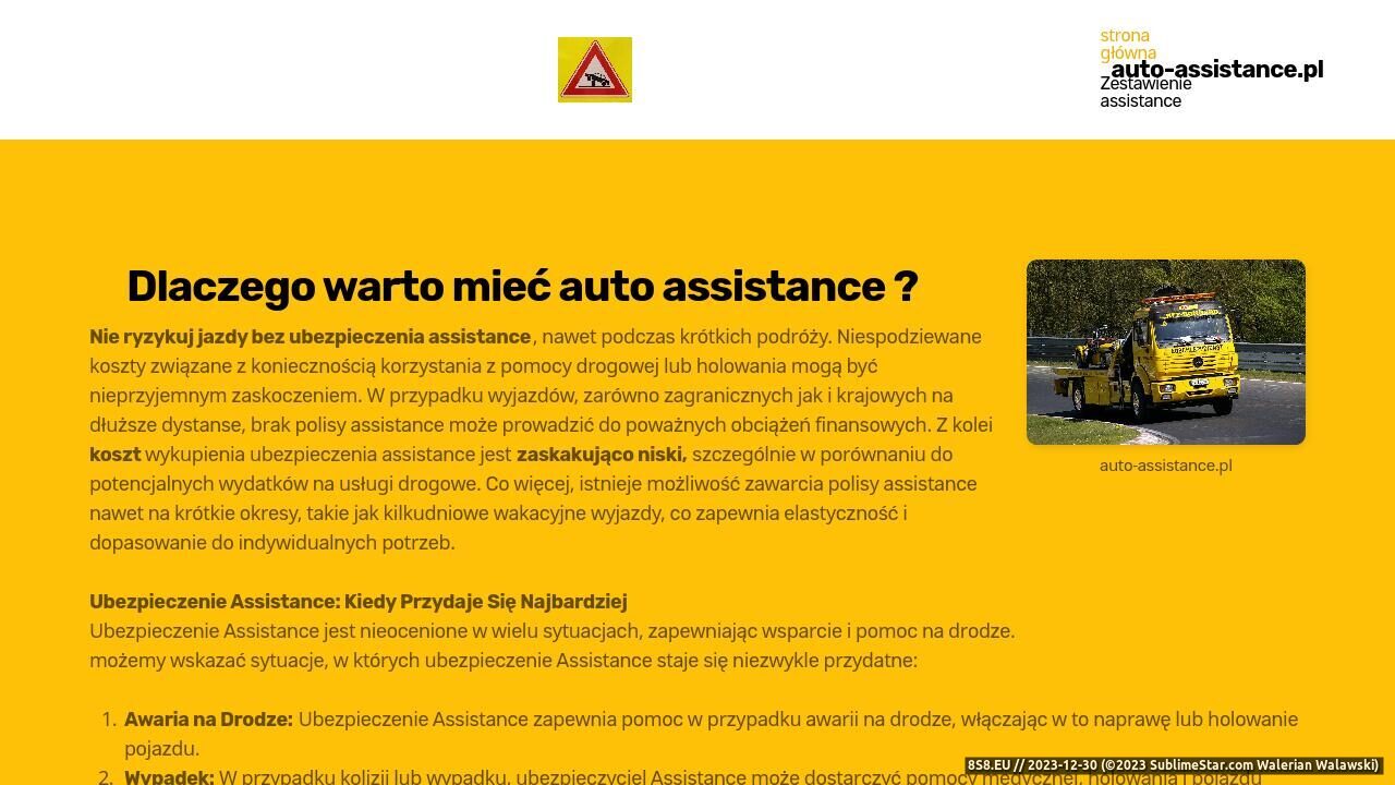 Ubezpieczenia auto assistance (strona auto-assistance.pl - Auto-Assistance.pl)