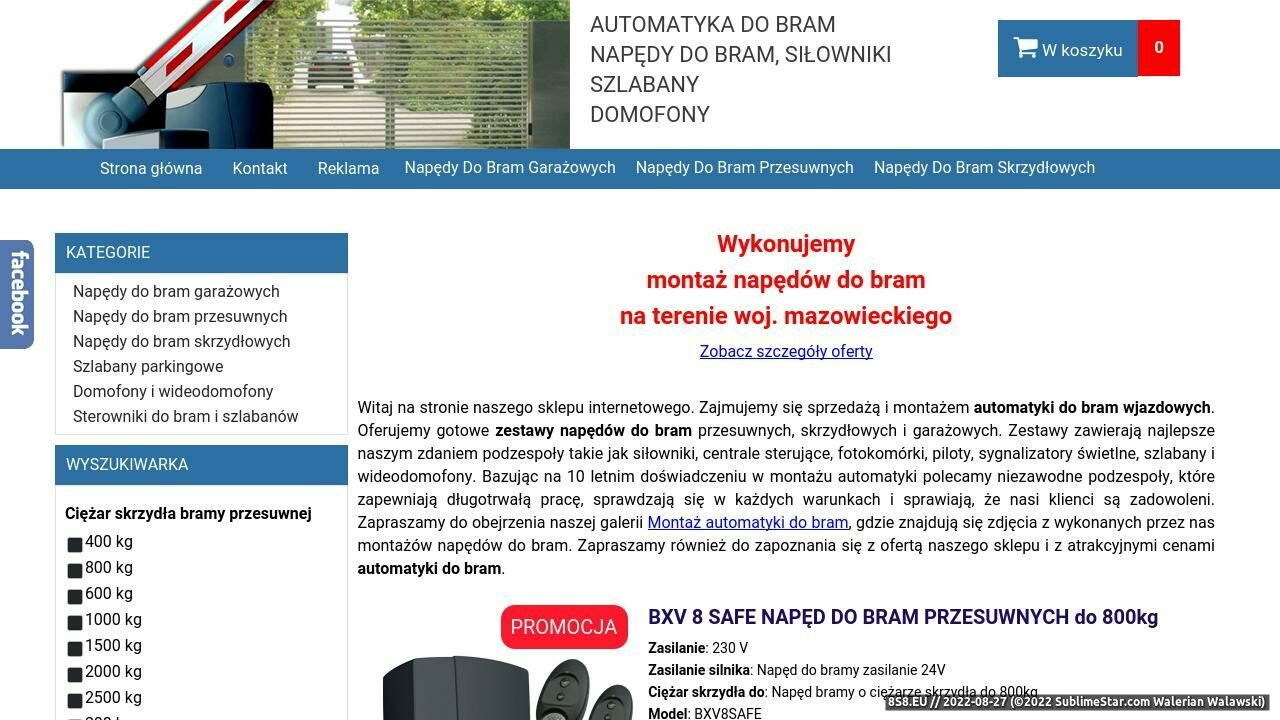 Sklep z automatyką, napędy do bram oraz siłowniki (strona automaty-napedy.pl - Automatyka do bram Amax)