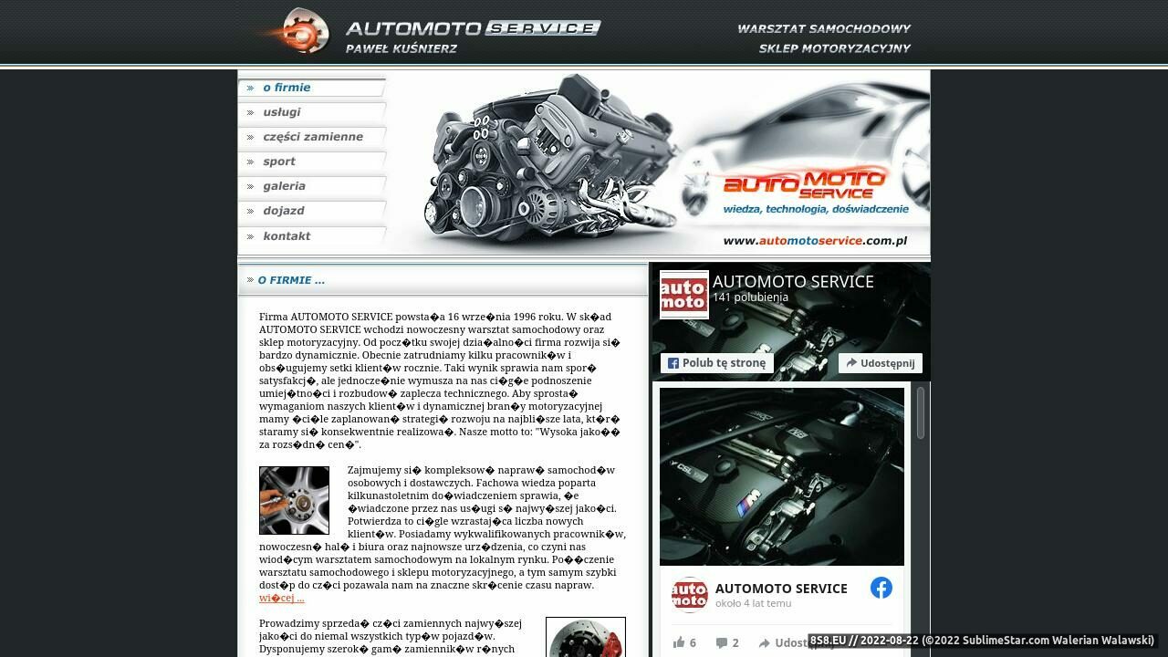 Zrzut ekranu Warsztat samochodowy, sklep motoryzacyjny - Automoto Service