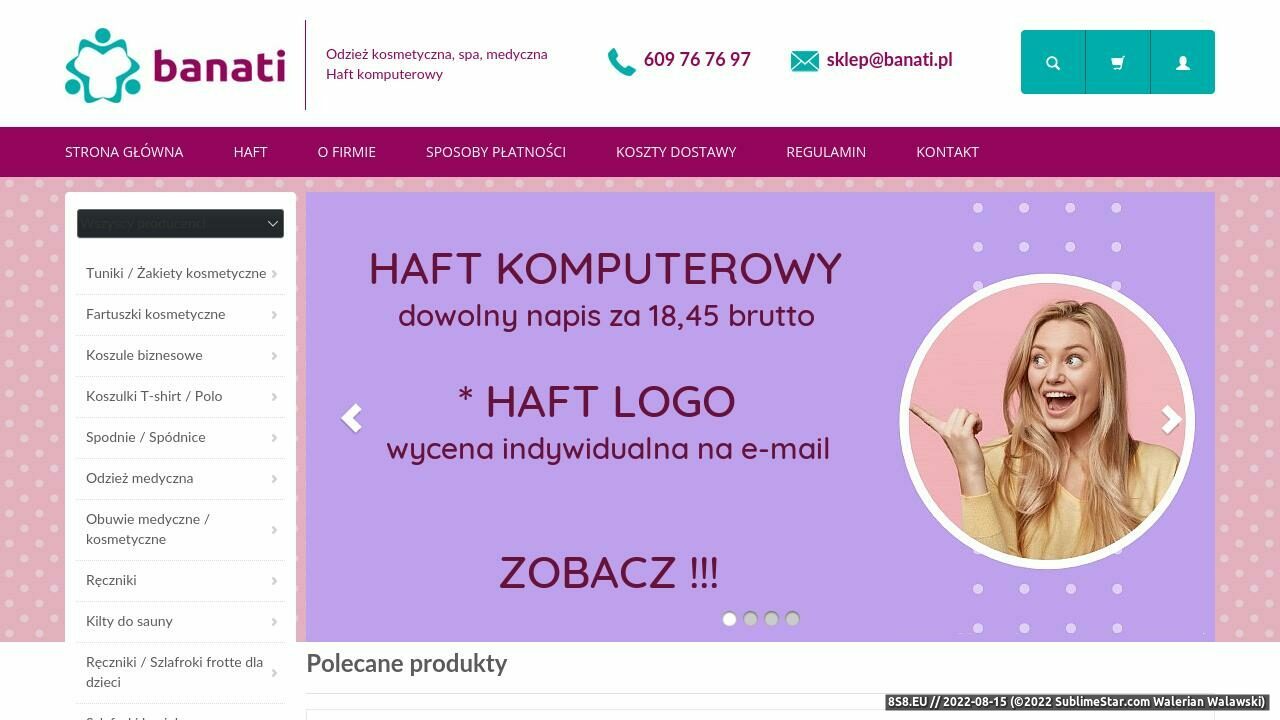 Sklep internetowy z odzieżą kosmetyczną i spa (strona www.banati.pl - Odzież Kosmetyczna)
