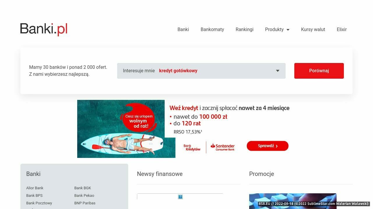 Zrzut ekranu Portal finansowy - Banki.pl