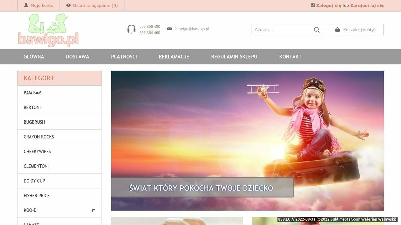 Zrzut ekranu Sklep z zabawkami Warszawa