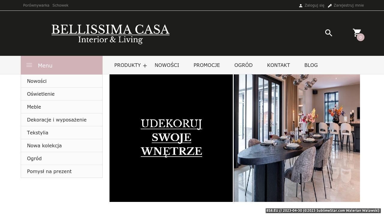 Sklep online - meble i wyposażenie wnętrz (strona bellissimacasa.pl - Bellissima Casa Interior)