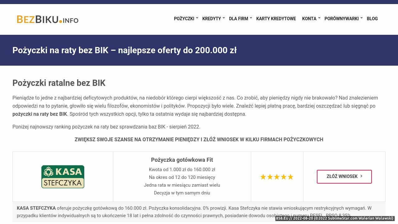 Strona oferuje chwilówki bez bik (strona www.bezbiku.info - Chwilówka Bez Bik)