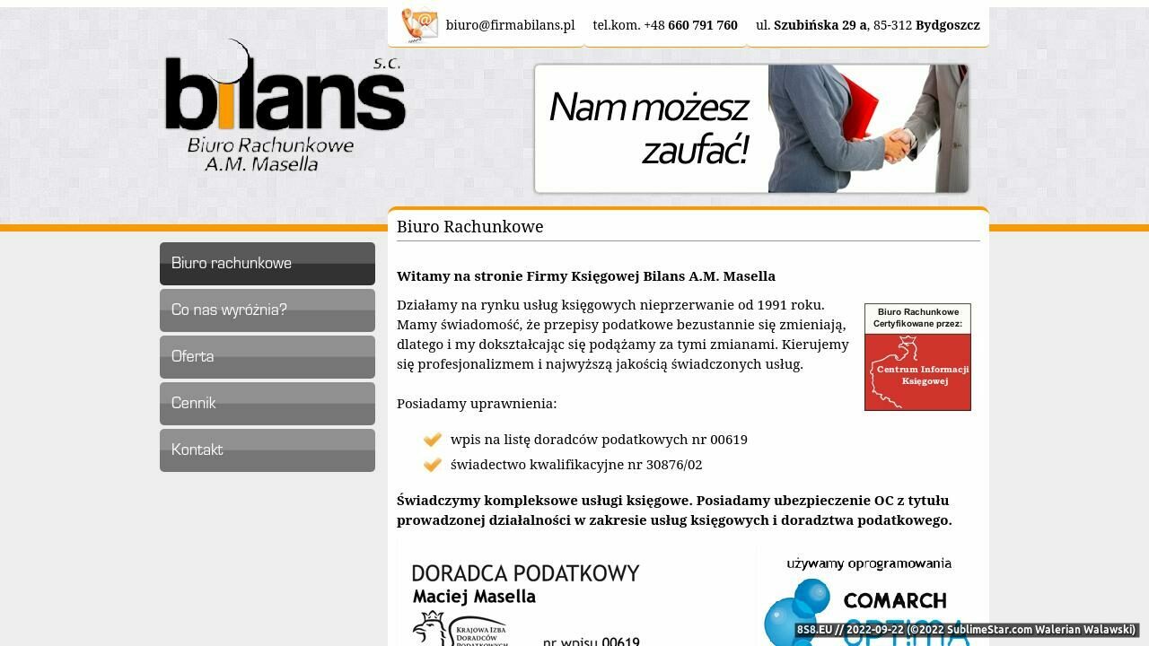 Zrzut ekranu Biuro podatkowe Bydgoszcz