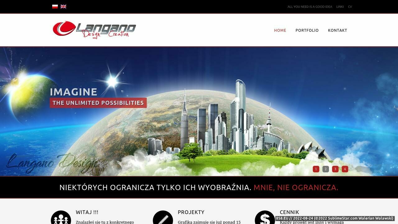 Zrzut ekranu Projekty Graficzne, Tworzenie stron www, Projekty DTP, Design, Layout, Langano