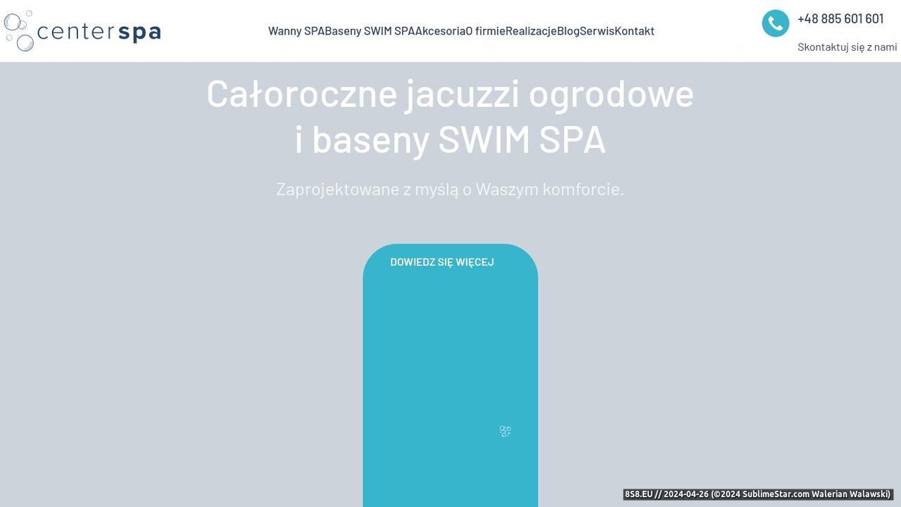 Jacuzzi ogrodowe i baseny z przeciwprądem (strona centerspa.pl - CenterSpa Sp. z o.o.)