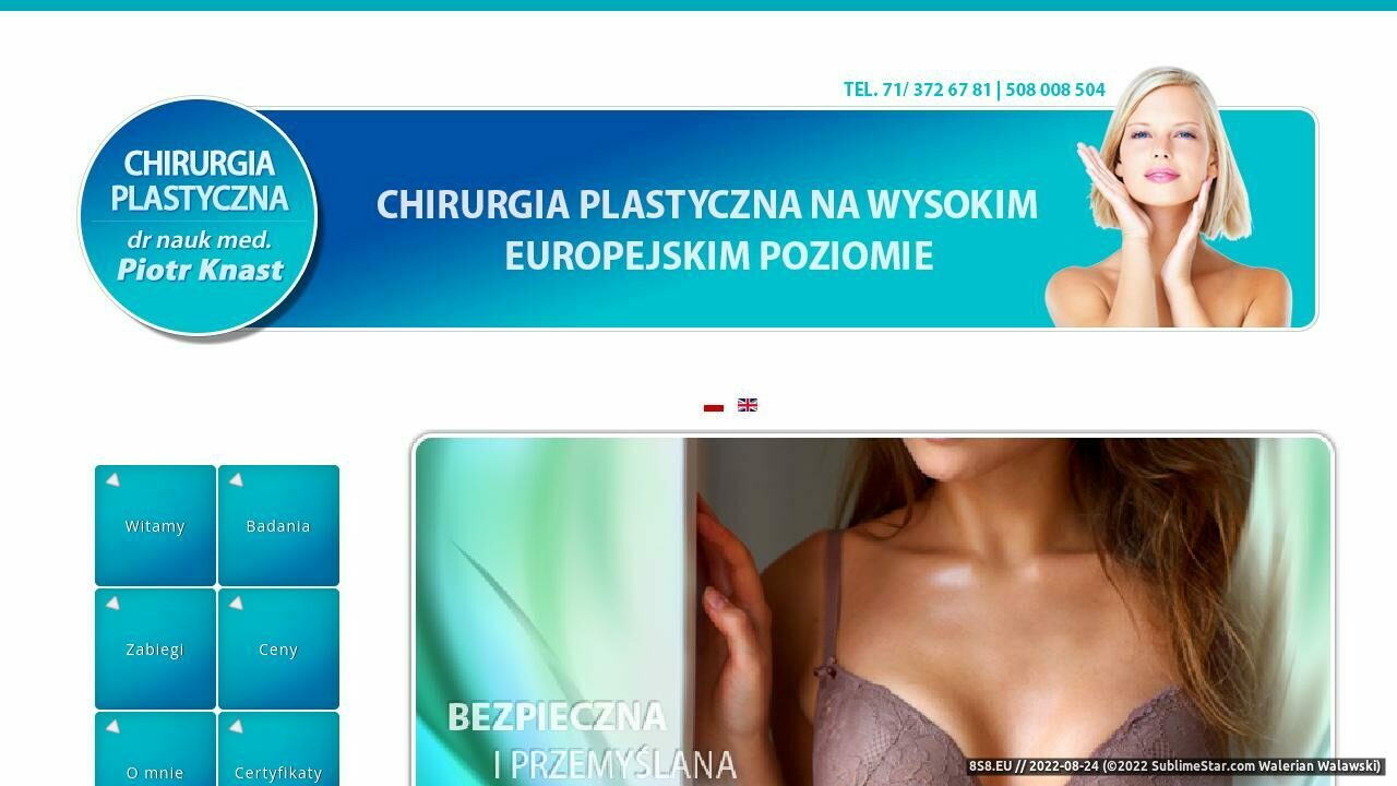 Zrzut ekranu Chirurgia Plastyczna dr Piotr Knast we Wrocławiu.
