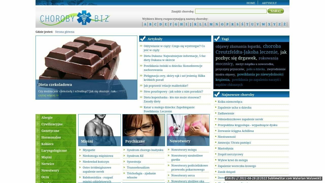 Zrzut ekranu Choroby i dolegliwości