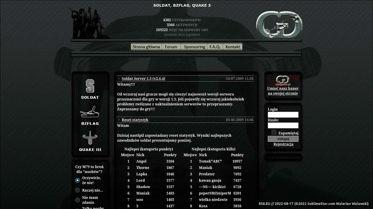Soldat, BZFlag, Quake 3 - Serwery dedykowane (strona www.clangames.pl - Serwerów)
