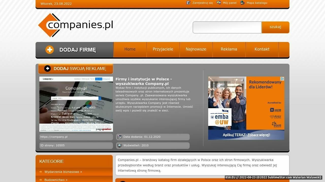 Zrzut ekranu Companies.pl - Firmy w Polsce