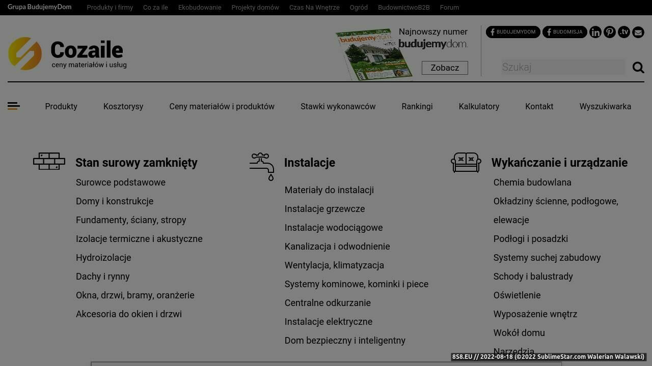 Kalkulator budowy domu (strona cozaile.budujemydom.pl - Cozaile.budujemydom.pl)