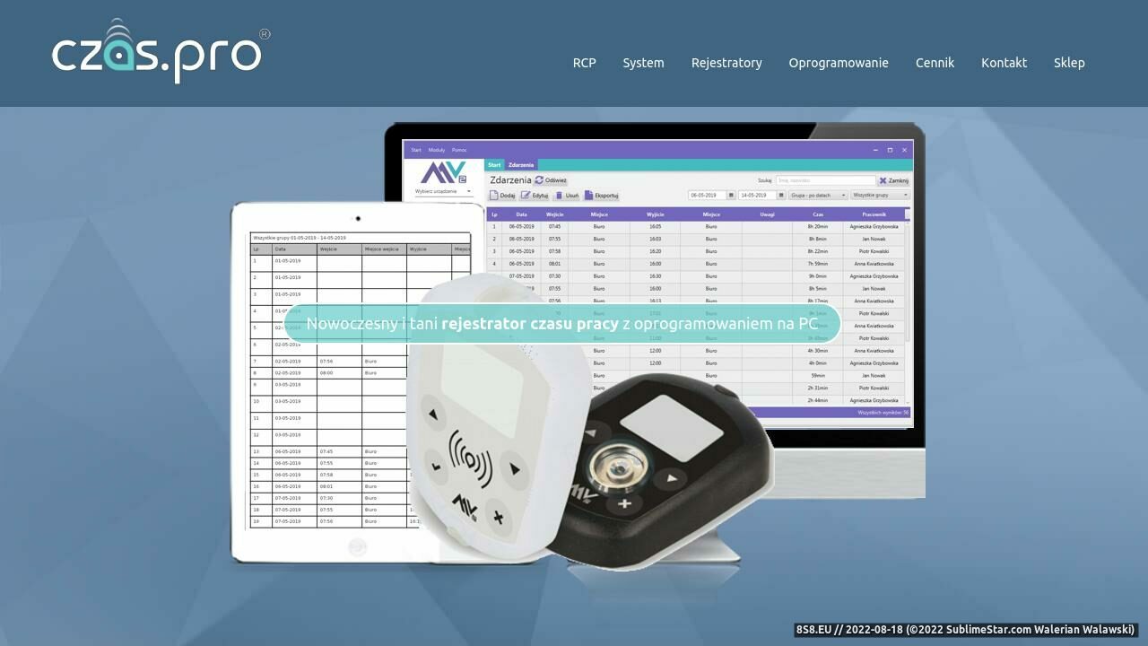 Zrzut ekranu Nowoczesny system rejestracji czasu pracy.