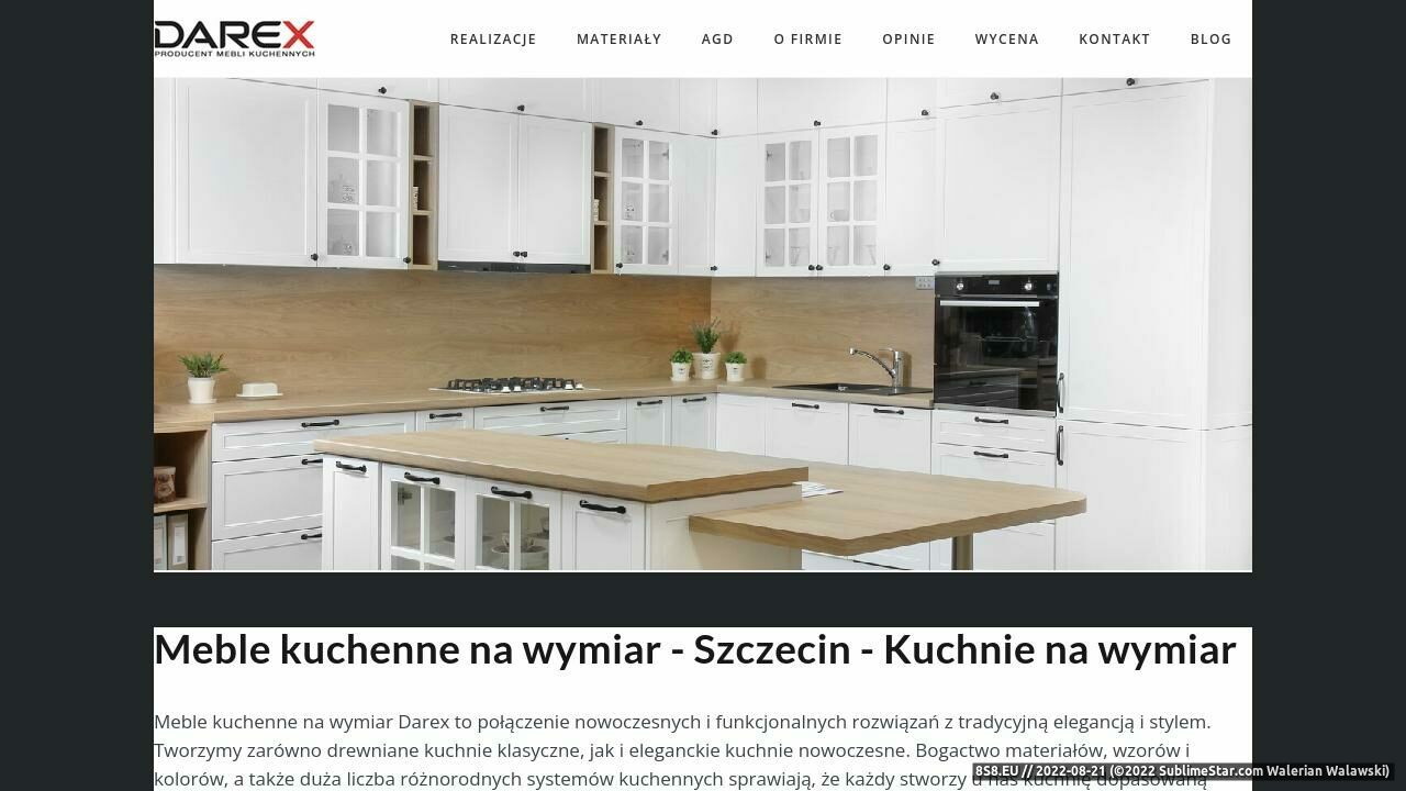 Zrzut ekranu Meble kuchenne Szczecin, kuchnie klasyczne i nowoczesne