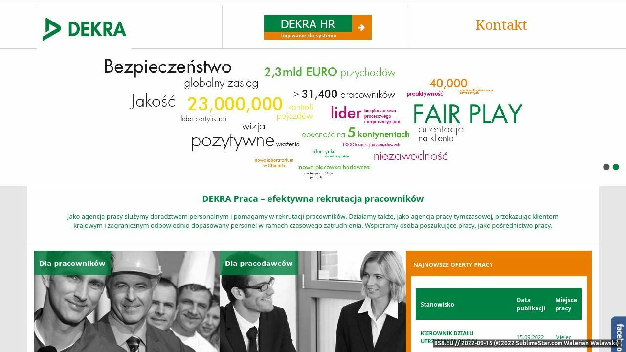 Agencja pracy tymczasowej Kraków (strona www.dekrapraca.pl - Dekra Praca)