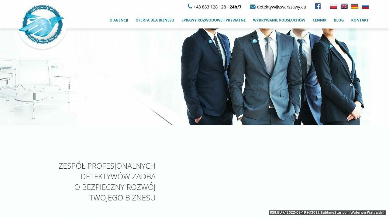 Zrzut ekranu Agencja detektywistyczna Warszawa