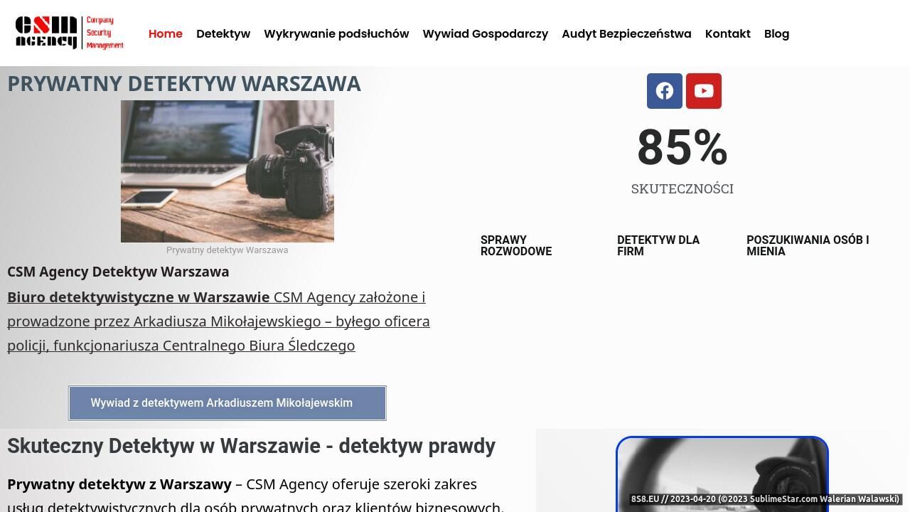 Usługi detektywistyczne (strona detektywcsm.pl - Detektyw CSM Agency)