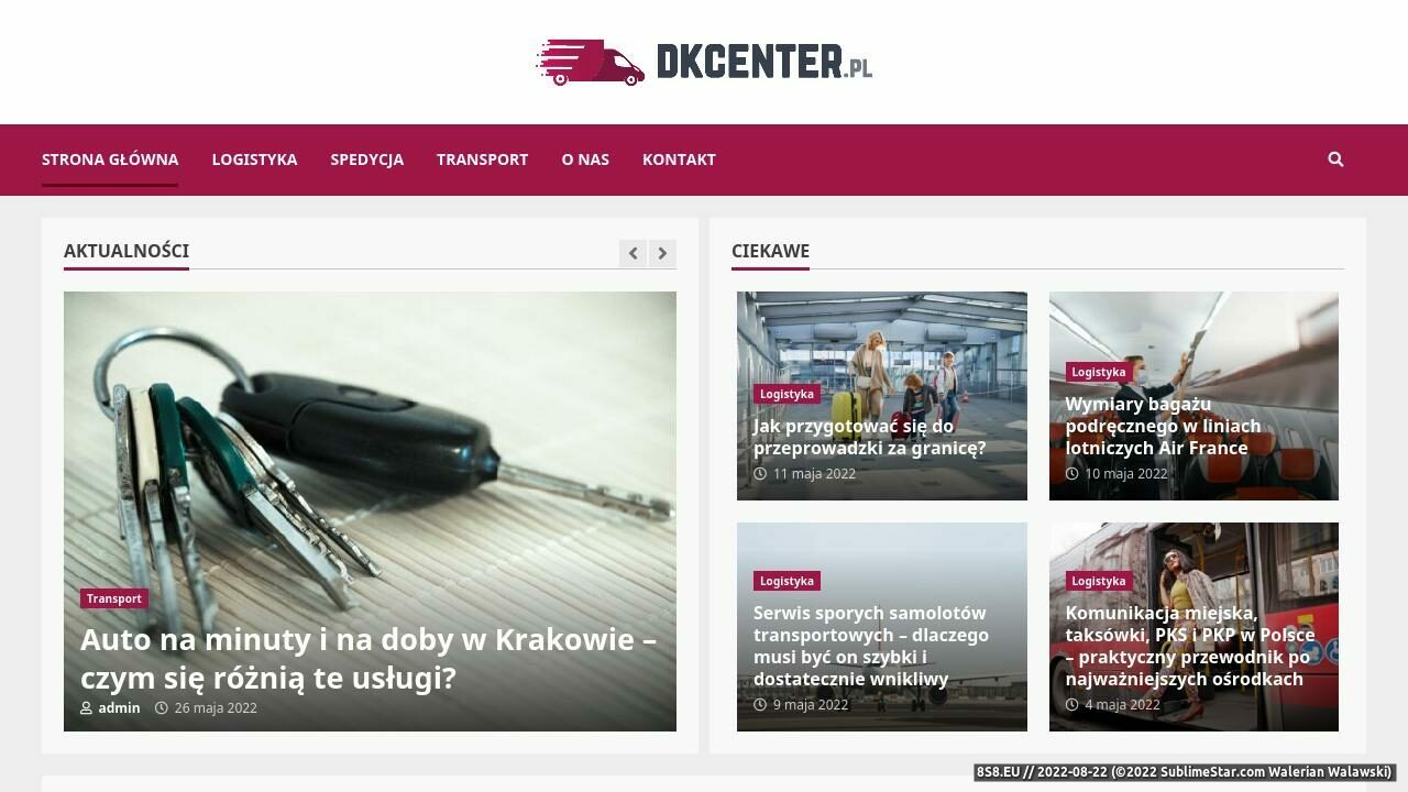 Zrzut ekranu DK CENTER - transport samochodowy