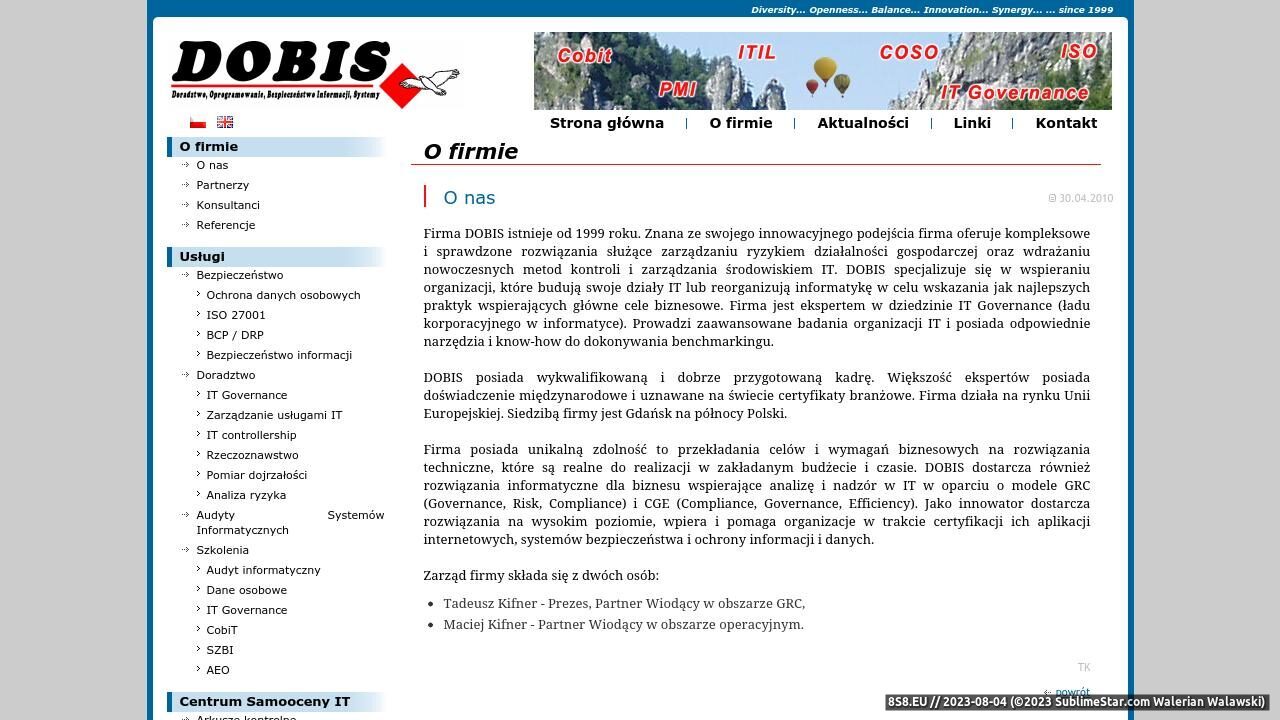 Zrzut ekranu DOBIS - ekspert w zarządzaniu IT