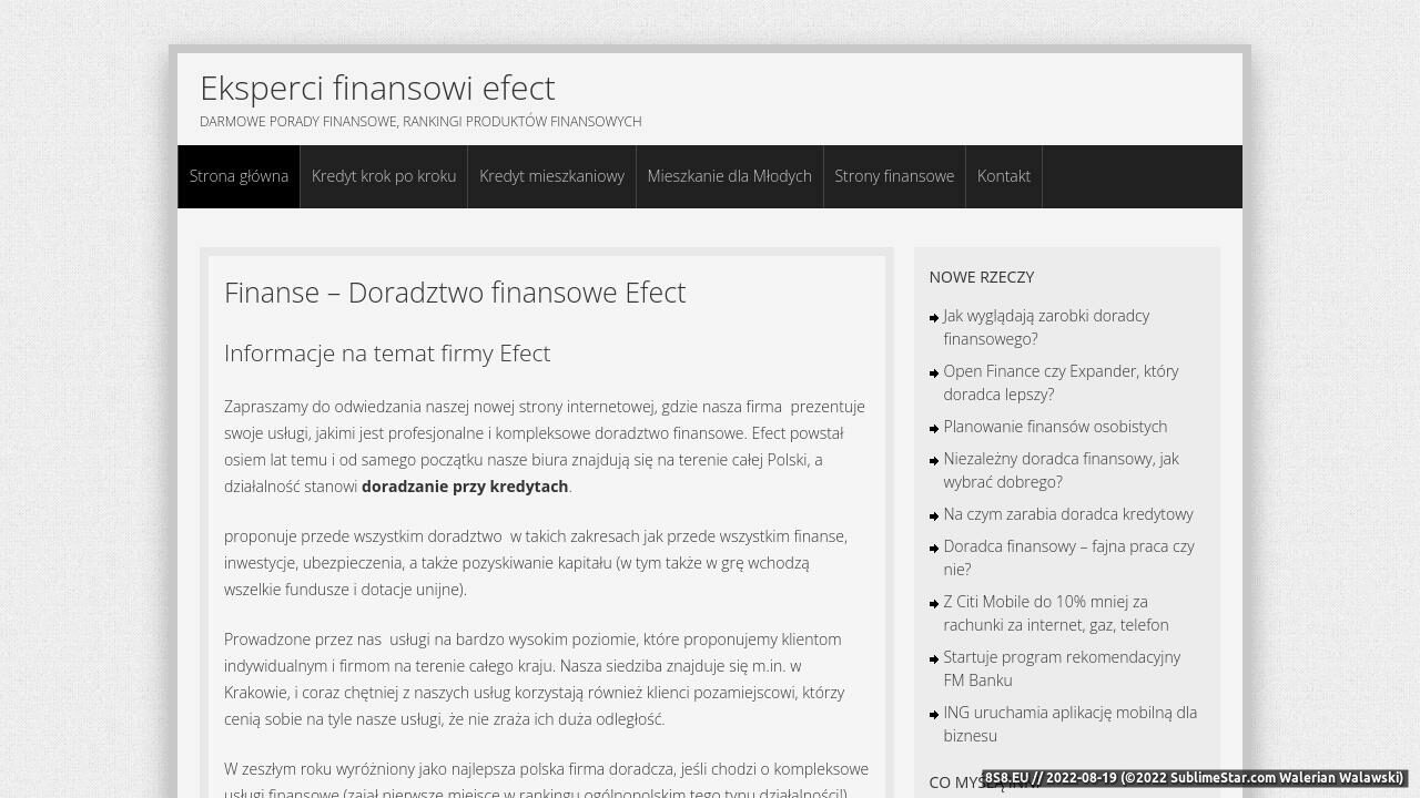 Efect Doradztwo Finansowe - inwestycje, kredyty (strona www.doradztwoefect.info.pl - Doradztwo finansowe)