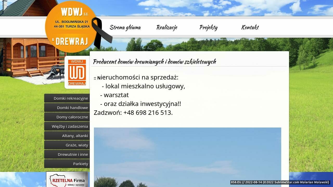 Zrzut ekranu Producent domków drewnianych
