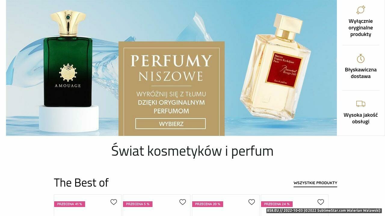 Zrzut ekranu Najlepsze markowe kosmetyki i perfumy E-Glamour.pl