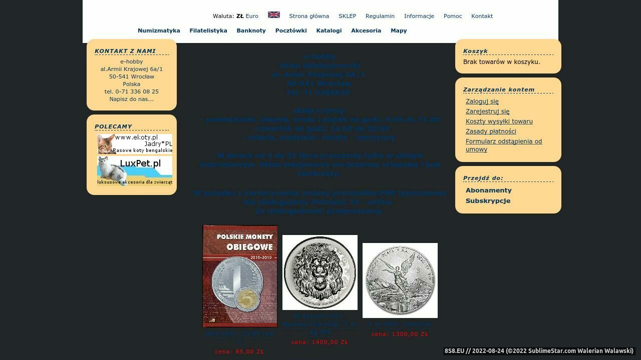 Zrzut ekranu Numizmatyka i filatelistyka