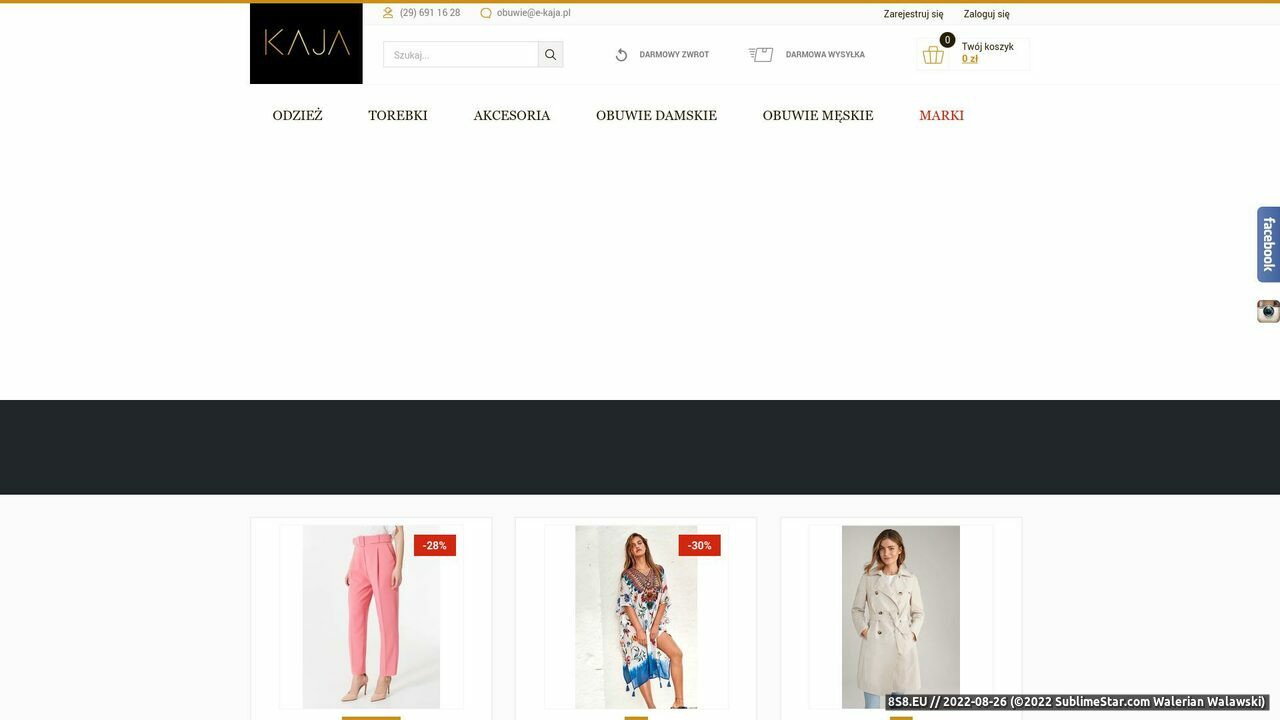 Zrzut ekranu Internetowa sprzedaż butów damskich i męskich
