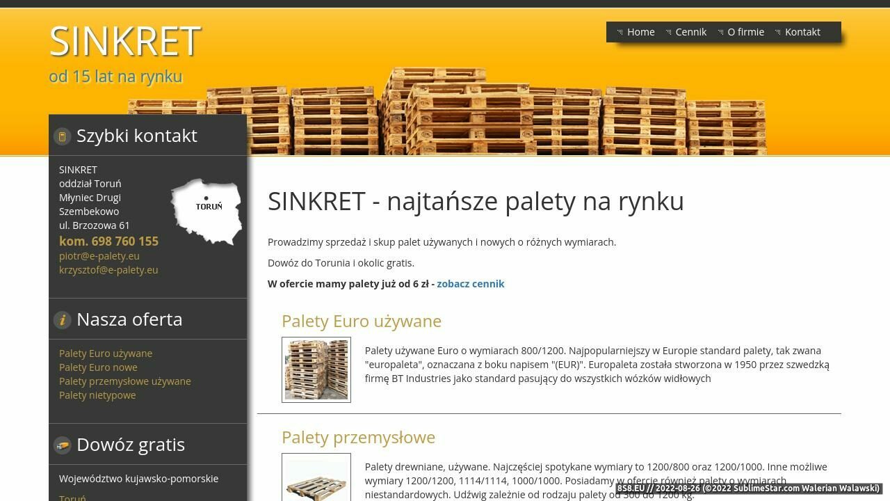 Palety - Toruń (strona e-palety.eu - E-palety.eu)