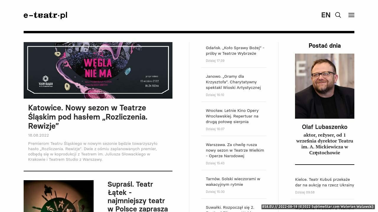 Wortal teatralny - Teatr w Polsce: aktualności, recenzje, ogłoszenia (strona e-teatr.pl - E-teatr.pl)