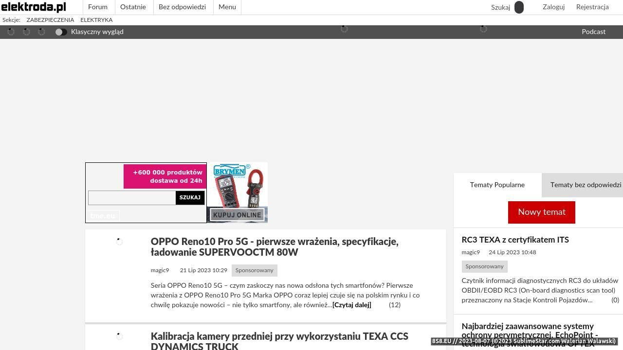 Zrzut ekranu Elektroda.pl - portal dla elektronika