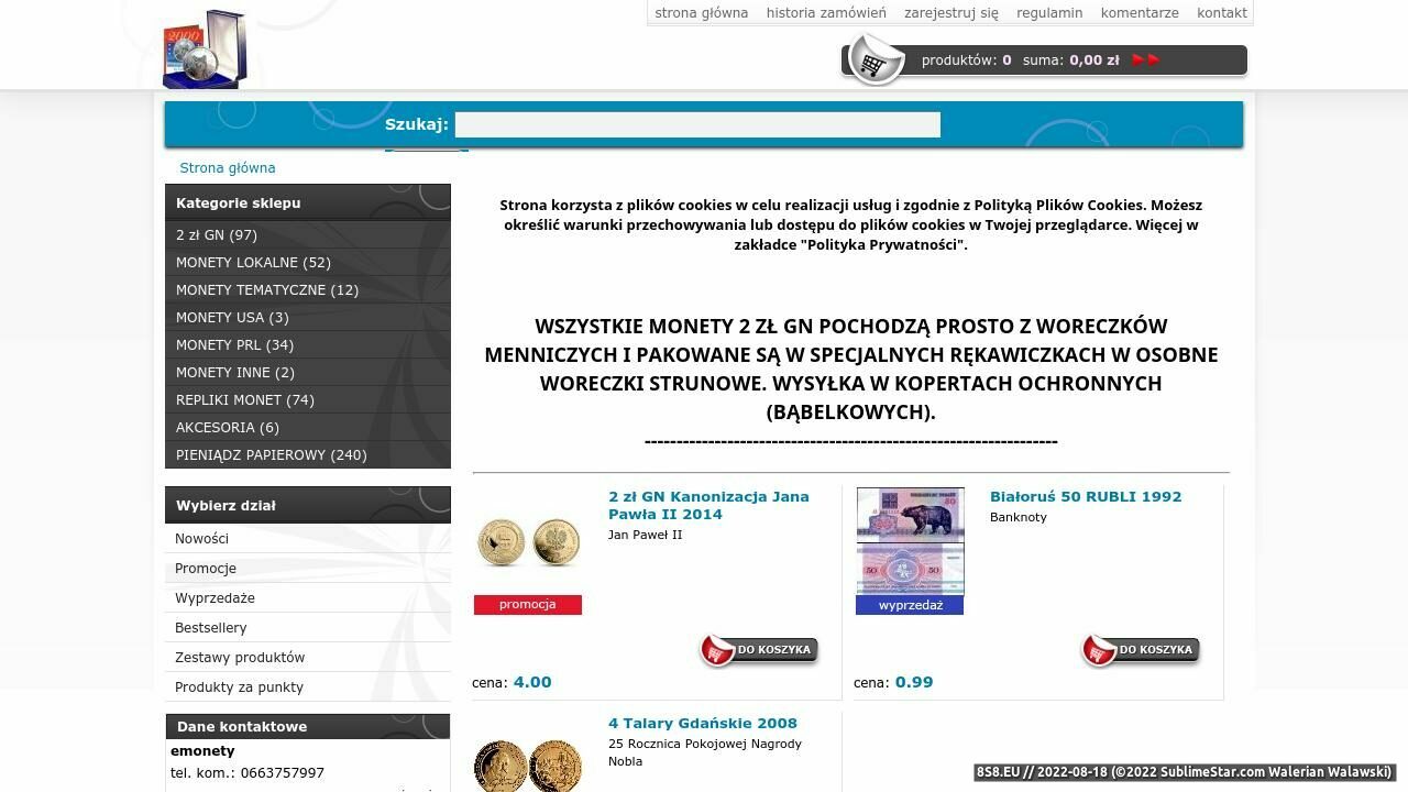 Numizmatyka, Monety (strona www.emonety.bazarek.pl - Emonety.bazarek.pl)