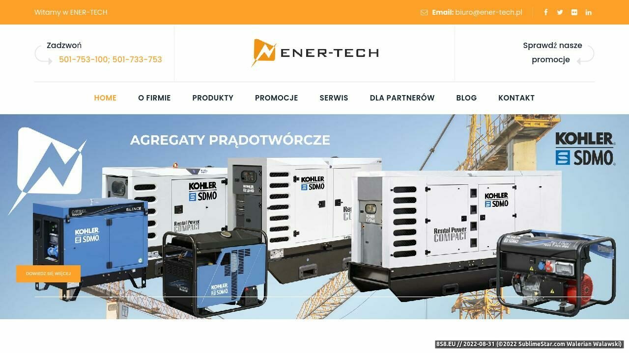 Sprzedaż oraz wynajem agregatów prądotwórczych (strona ener-tech.pl - Ener-Tech Agregaty i UPS)