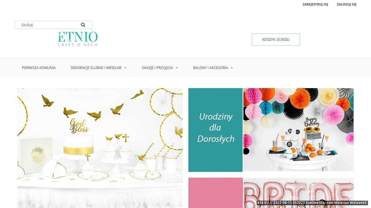 Artykuły dekoracyjne na imprezy okolicznościowe (strona etnio.pl - Etnio Craft & Deco)