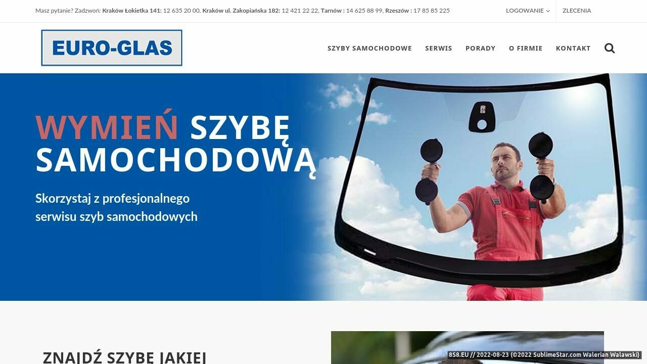 Zrzut ekranu Szyby Samochodowe Kraków