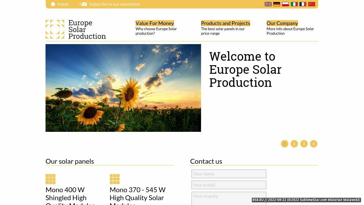 Europe Solar Production - moduł słoneczny (strona europe-solarproduction.pl - Energetyka solarna)