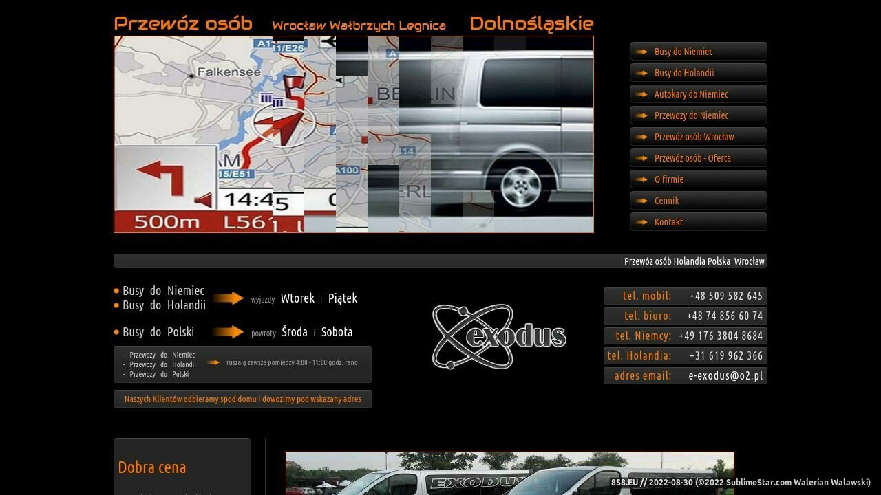 Transport osób, przewóz osób (strona www.exodusinfo.eu - Wynajem vanów)