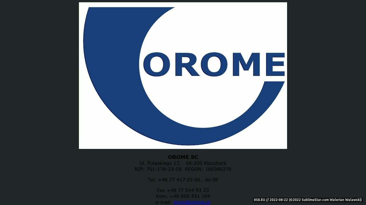 Zrzut ekranu Autoryzowany dystrybutor Faraone - Orome